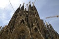 Looking up at the BasiÃÂlica de la Sagrada FamiÃÂlia, in Barcelona, under construction Royalty Free Stock Photo